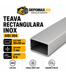 Teava rectangulara inox AISI 304, 50 x 30 x 3 mm, 6 metri